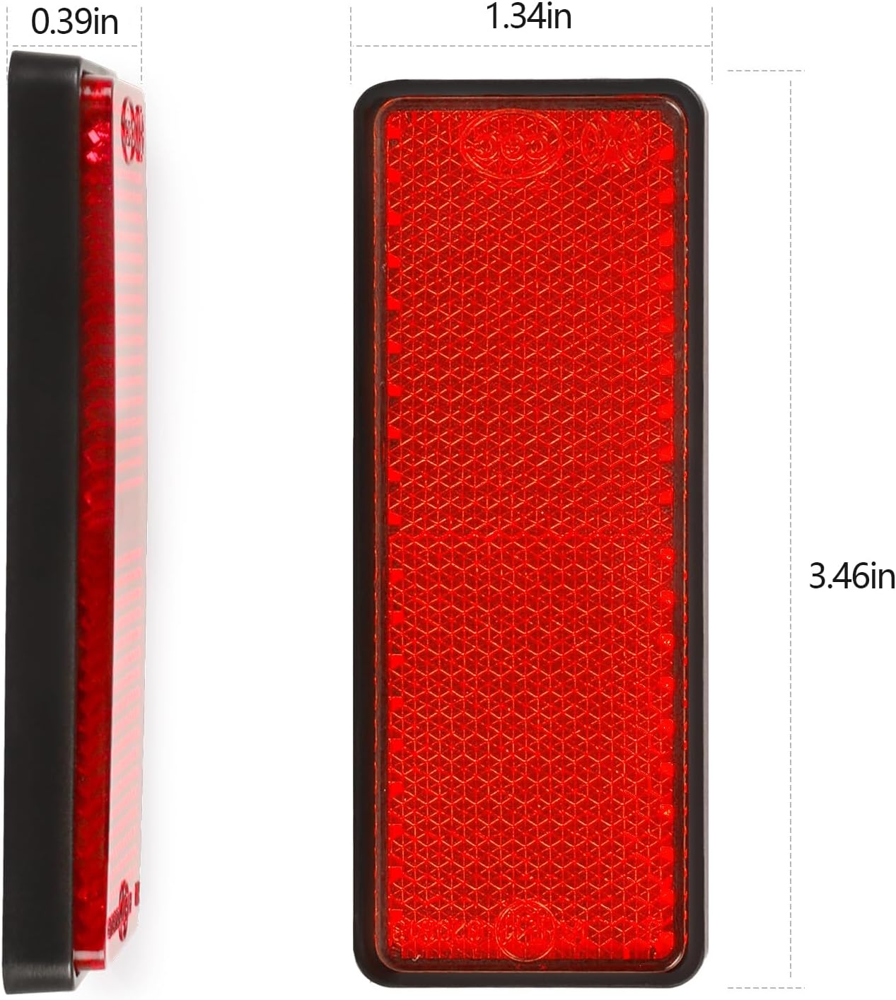 10 Reflectores Rectangulares Autoadhesivos Rojos