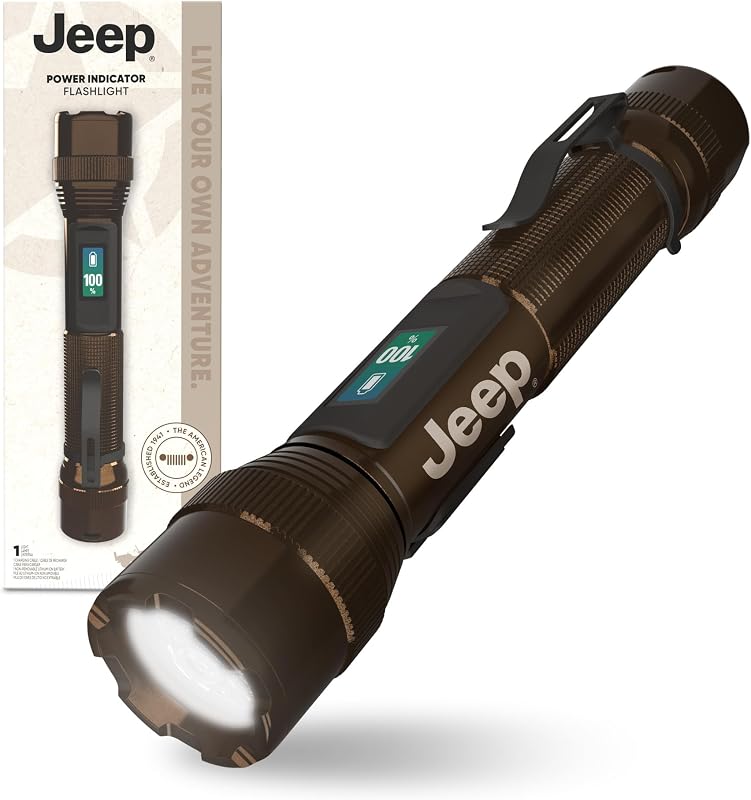 Linterna LED recargable Jeep 1000 lúmenes con pantalla digital