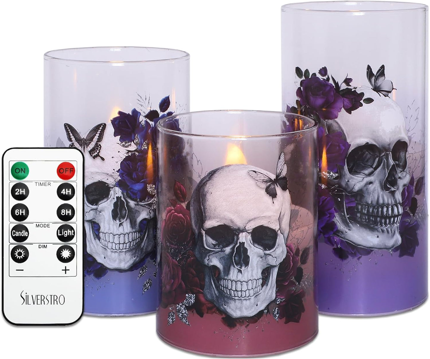 Set 3 velas gótica sin llama temporizador control remoto