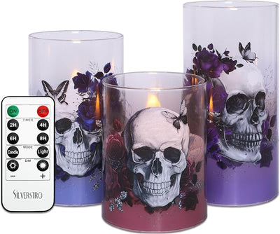 Set 3 velas gótica sin llama temporizador control remoto