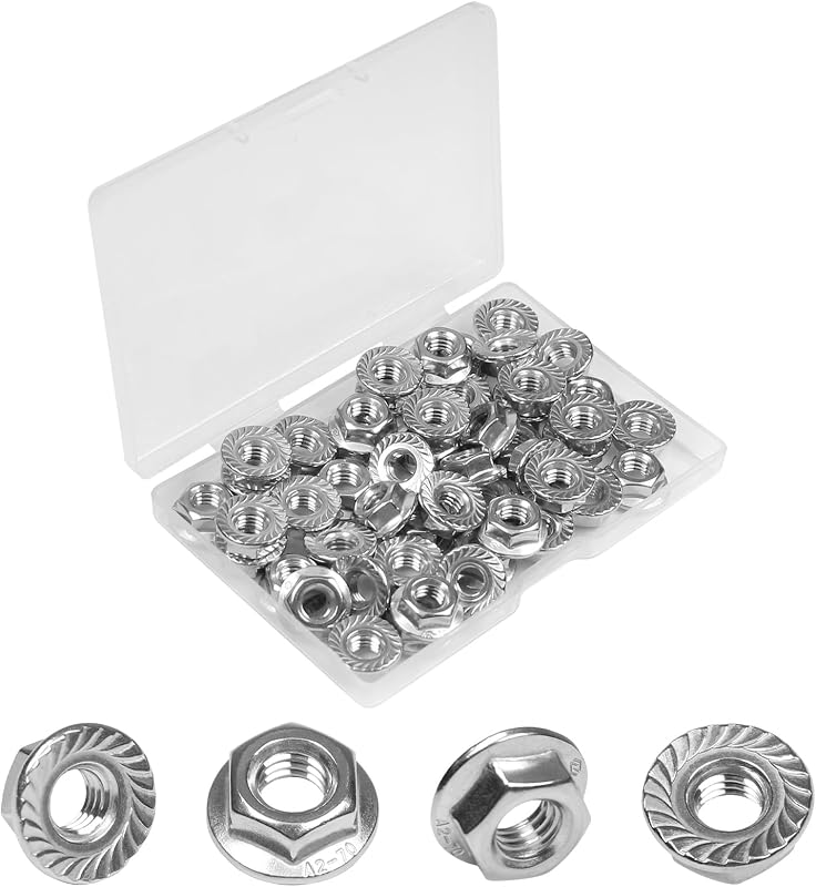 50 Pzas Tuercas Hex M6 Acero Inox 304 Bloqueo