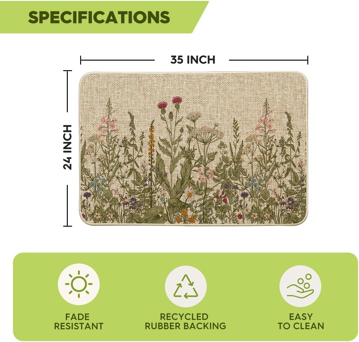 Tapete floral 24x35pulg interior y exterior