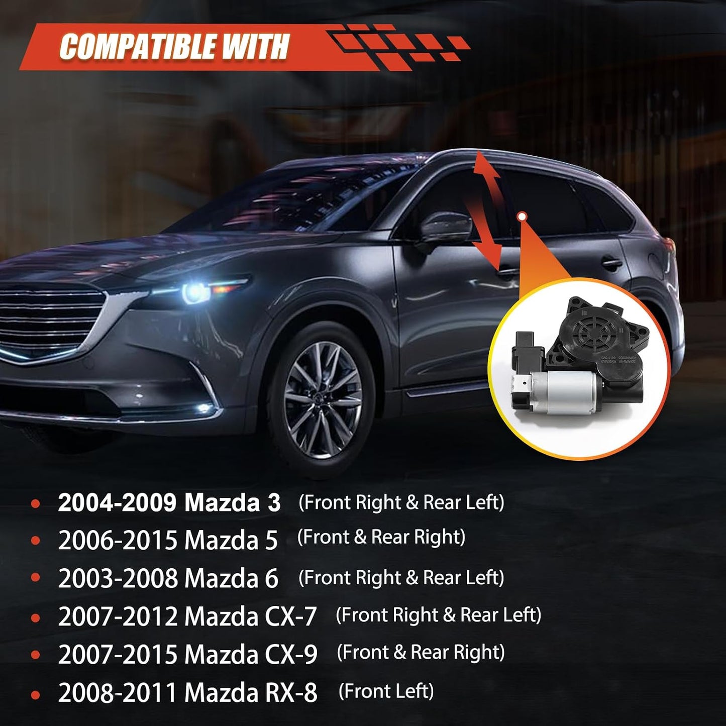 Motor ventana eléctrica comp Mazda 3/5/6 CX-7 CX-9 RX-8