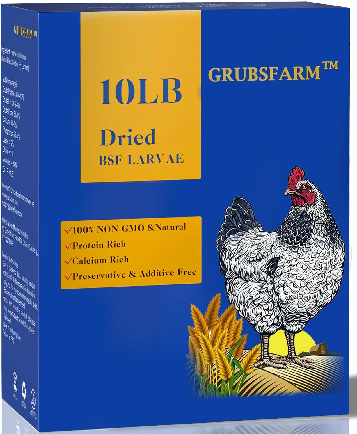 Golosinas de larvas BSF para gallinas patos y aves 10lb sin