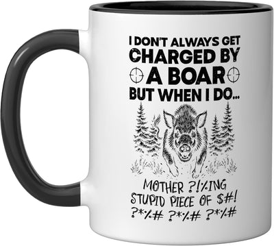 Taza Cerámica Caza Cerdo Negro/Blanco