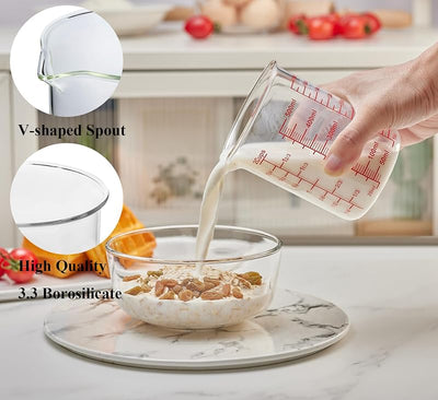 Set Vasos Medidor Vidrio Borosilicato 250-1000ml