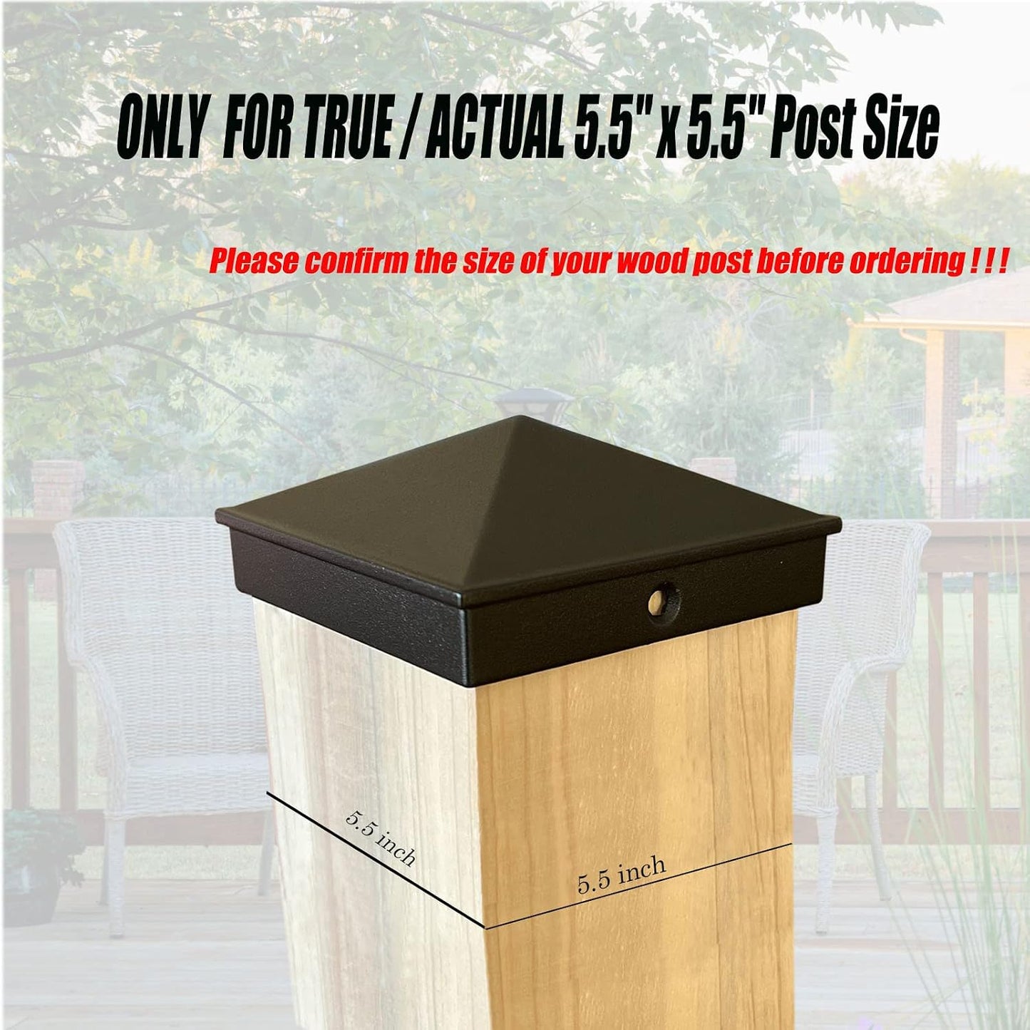 Tapas poste valla 6x6 pulg aluminio recub. polvo exterior