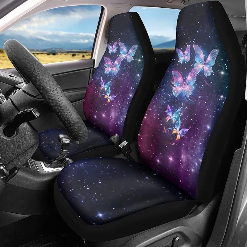 Set 2 fundas asiento automóvil diseño mariposa y galaxia