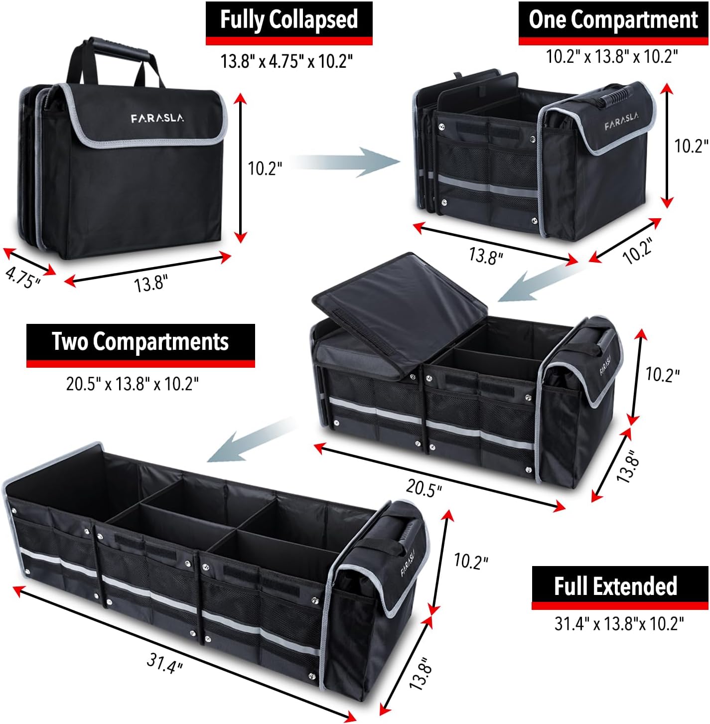 Organiz. maletero impermeable con bolsa térmica plegable
