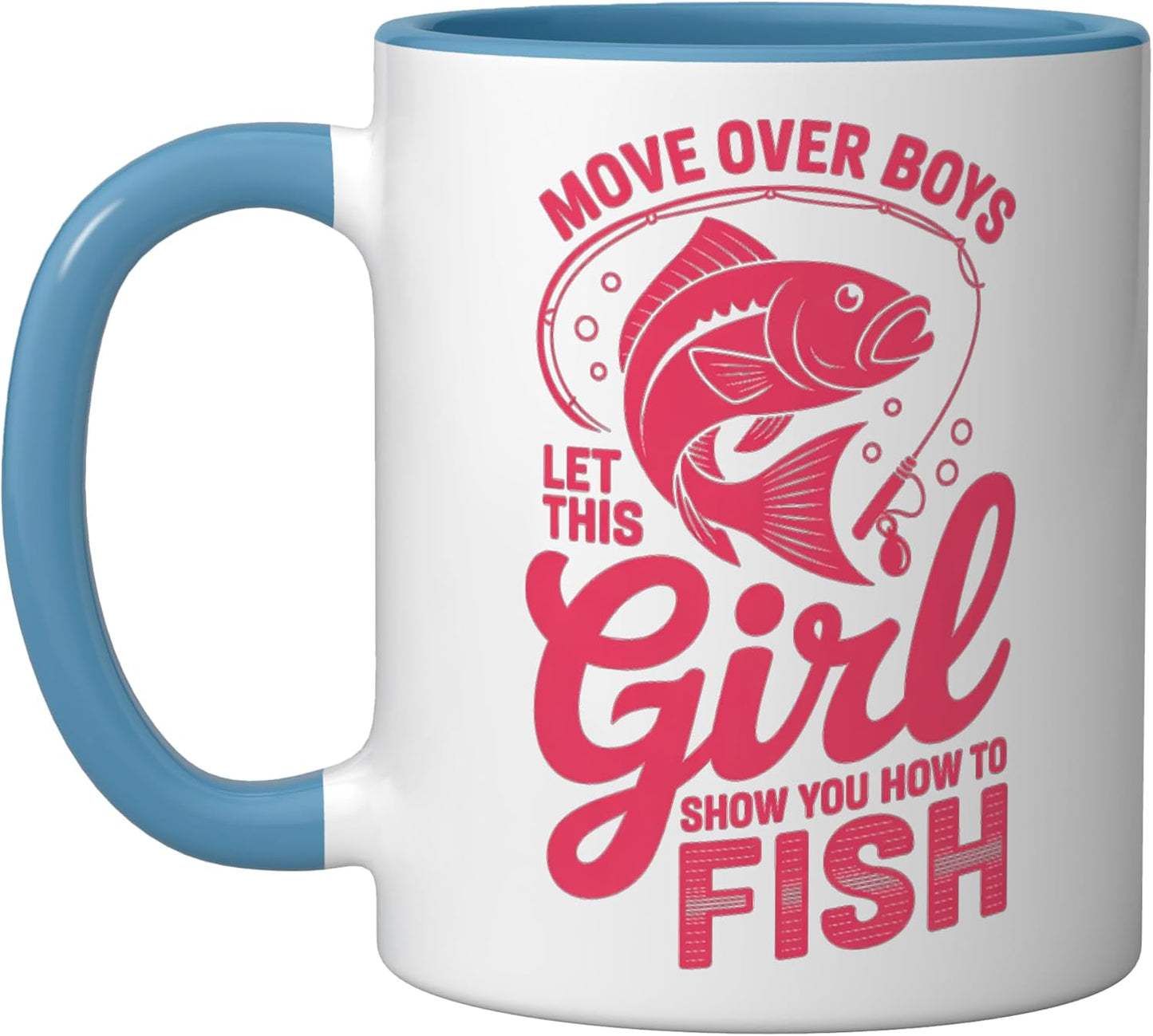Taza Cerámica para Pescar Azul/Blanco