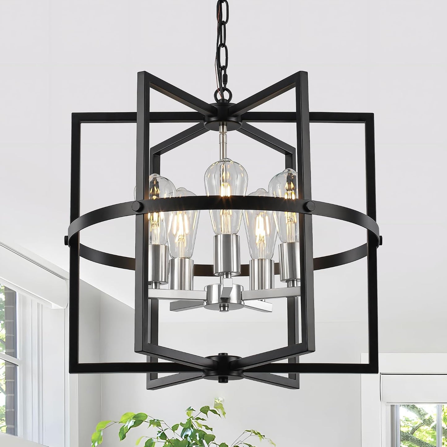 Candelabro moderno 19pulg 5 luces negro níquel
