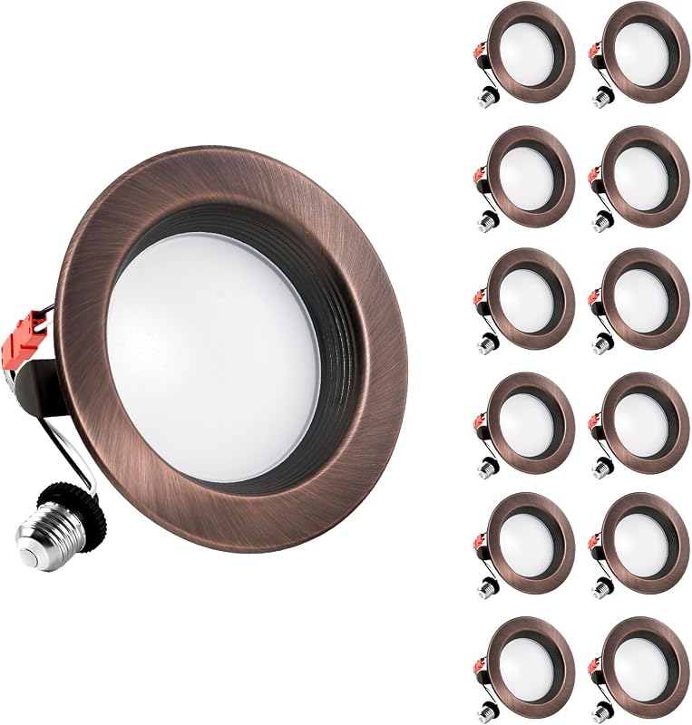 12 Lámpara bronce frotado aceite 4" LED empotrada regulable