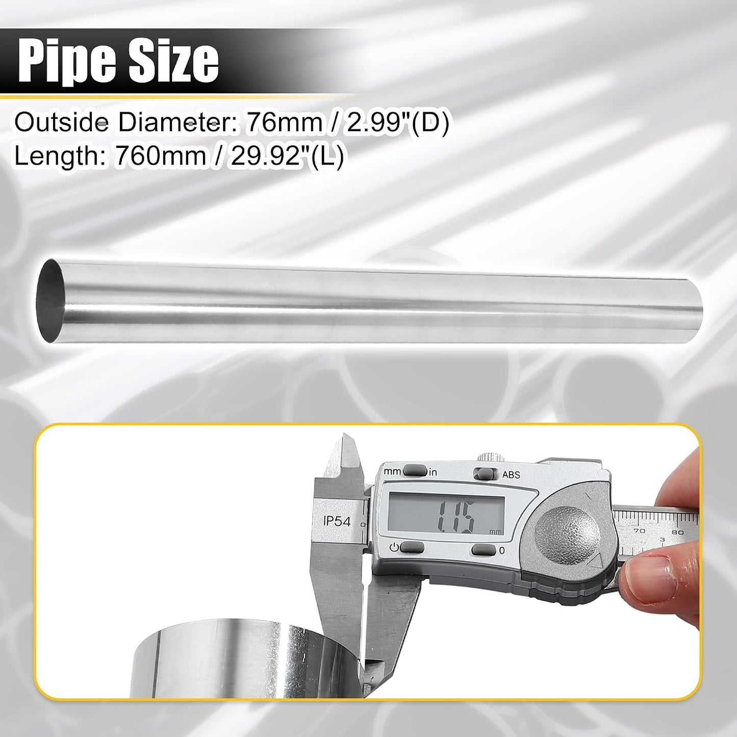 Tubo escape recto 30pulg acero inox t304 ajuste universal