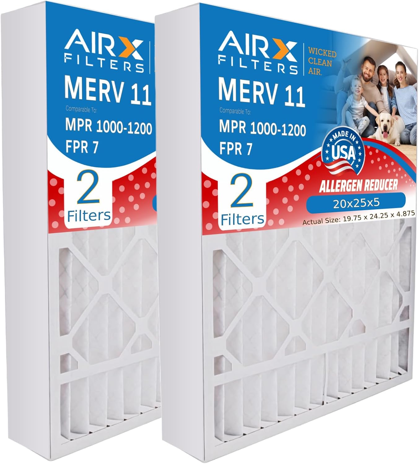 Filtro aire 20x25x5 MERV 11 comp 2 Pzas