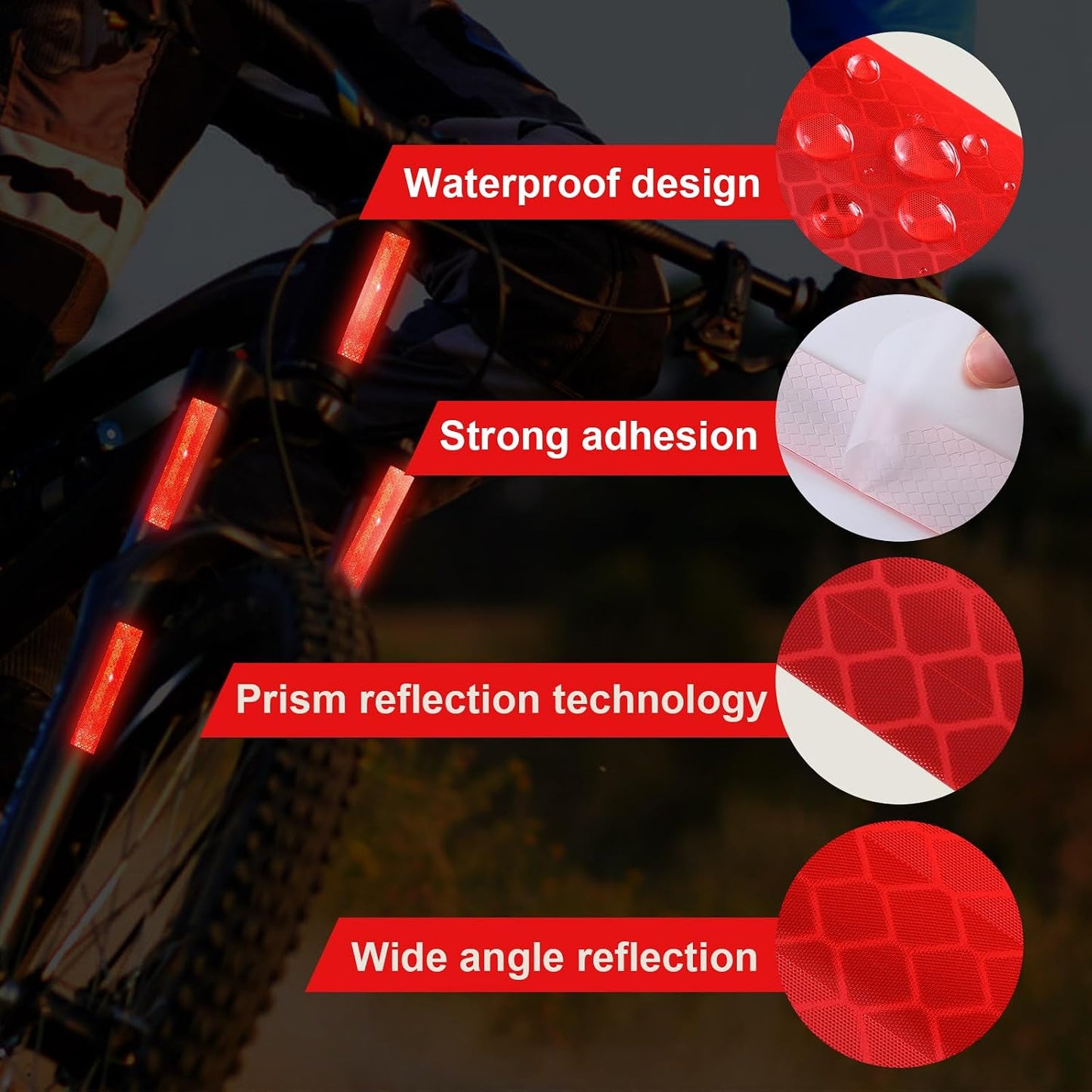 50 Tirillas Reflectantes Rojas 1.2x6" Adhesivas