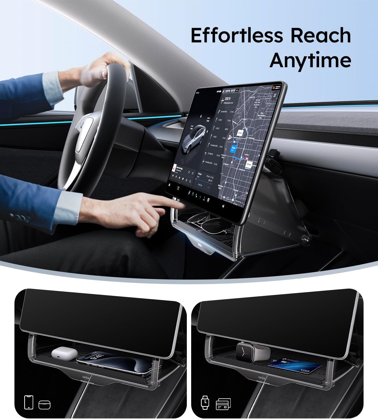 Caja almacenamiento Model 3 oculta consola central 2016~26
