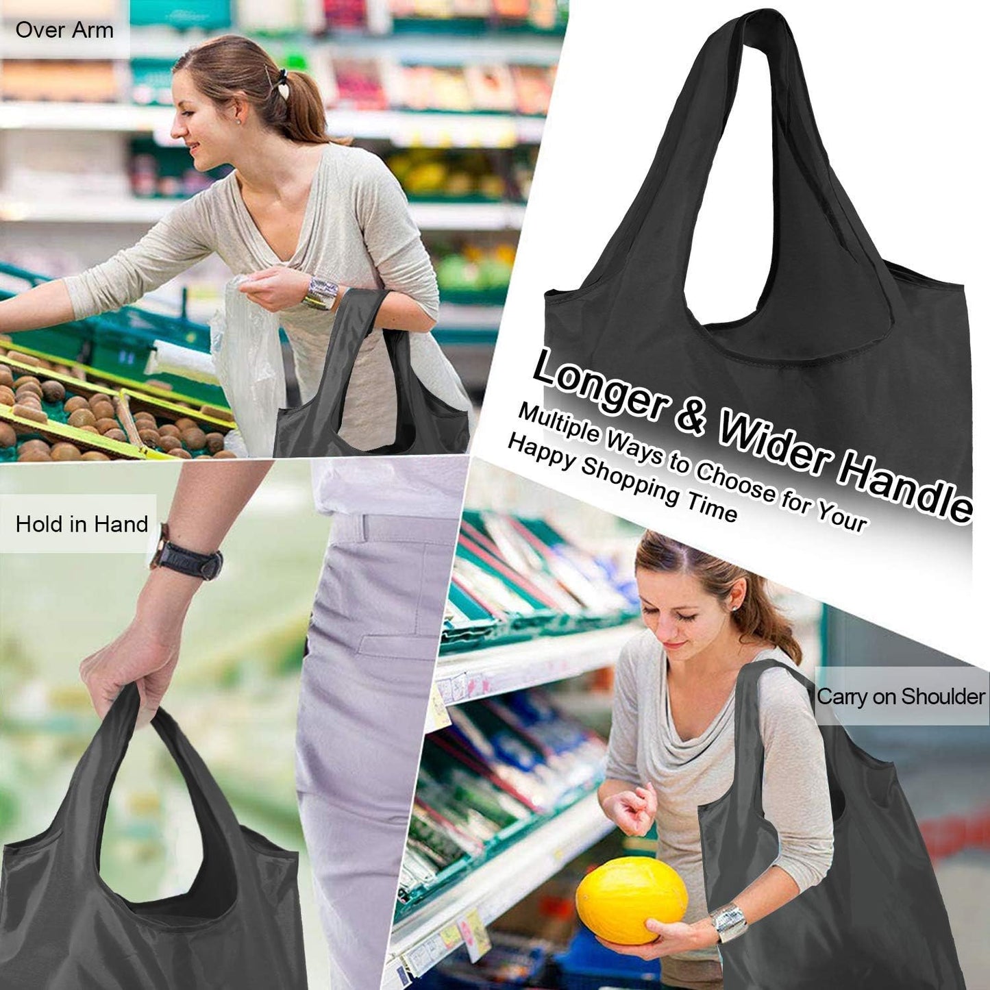 20 Pzas Bolsas Comestibles Reutiliz. Banda Elástica Negro