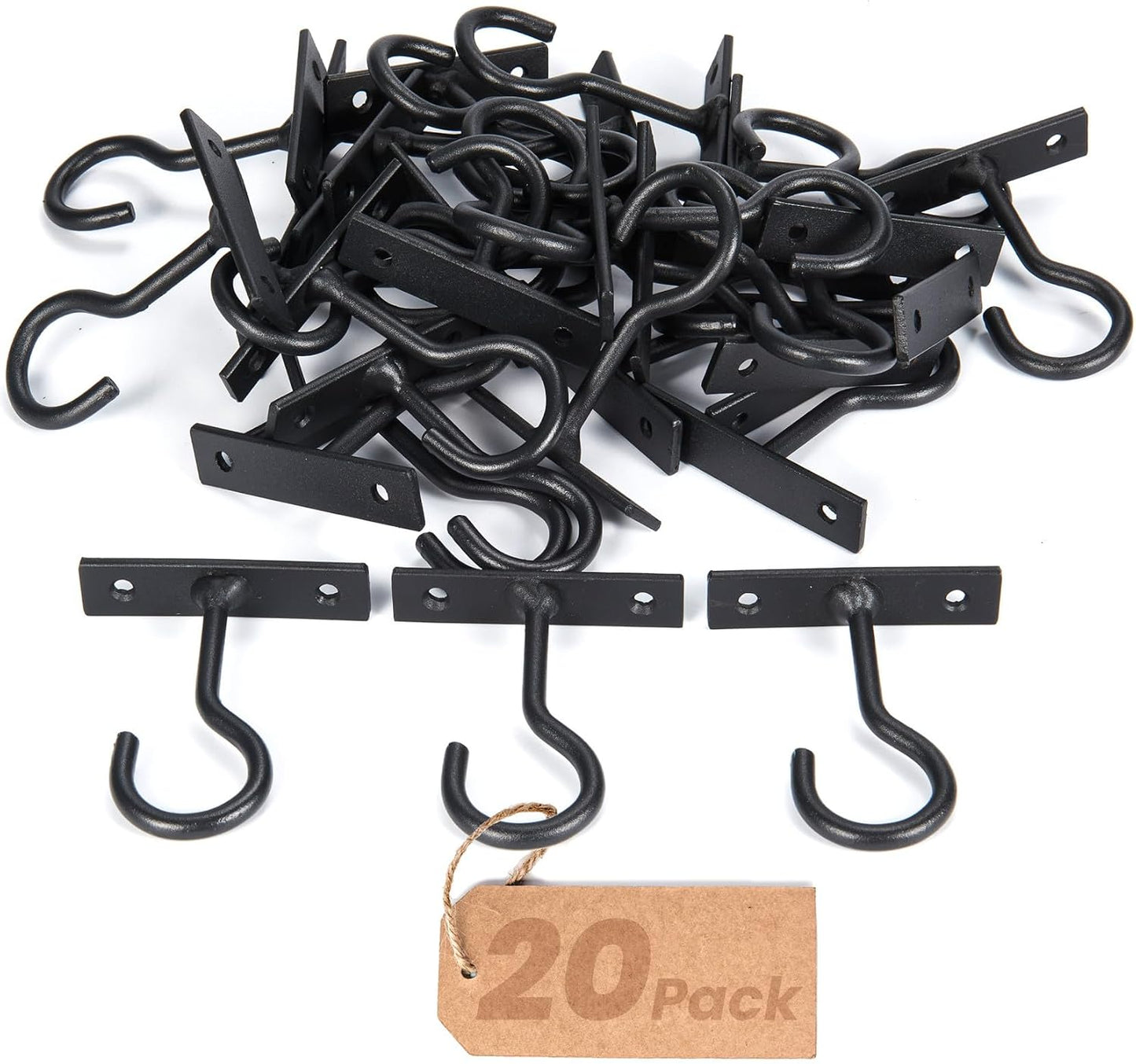 Ganchos techo para plantas colgantes 20uds negro