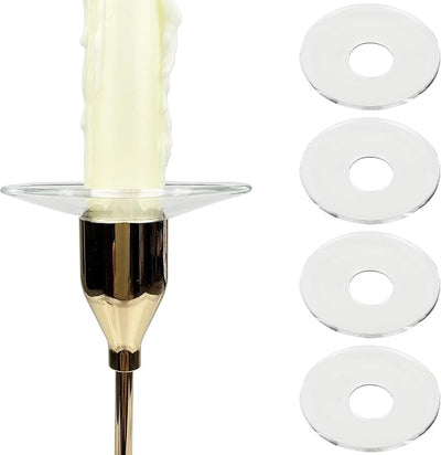 4 Pzas Portavelas Vidrio Curvado Anillos Atrapacerá Velas Cónicas