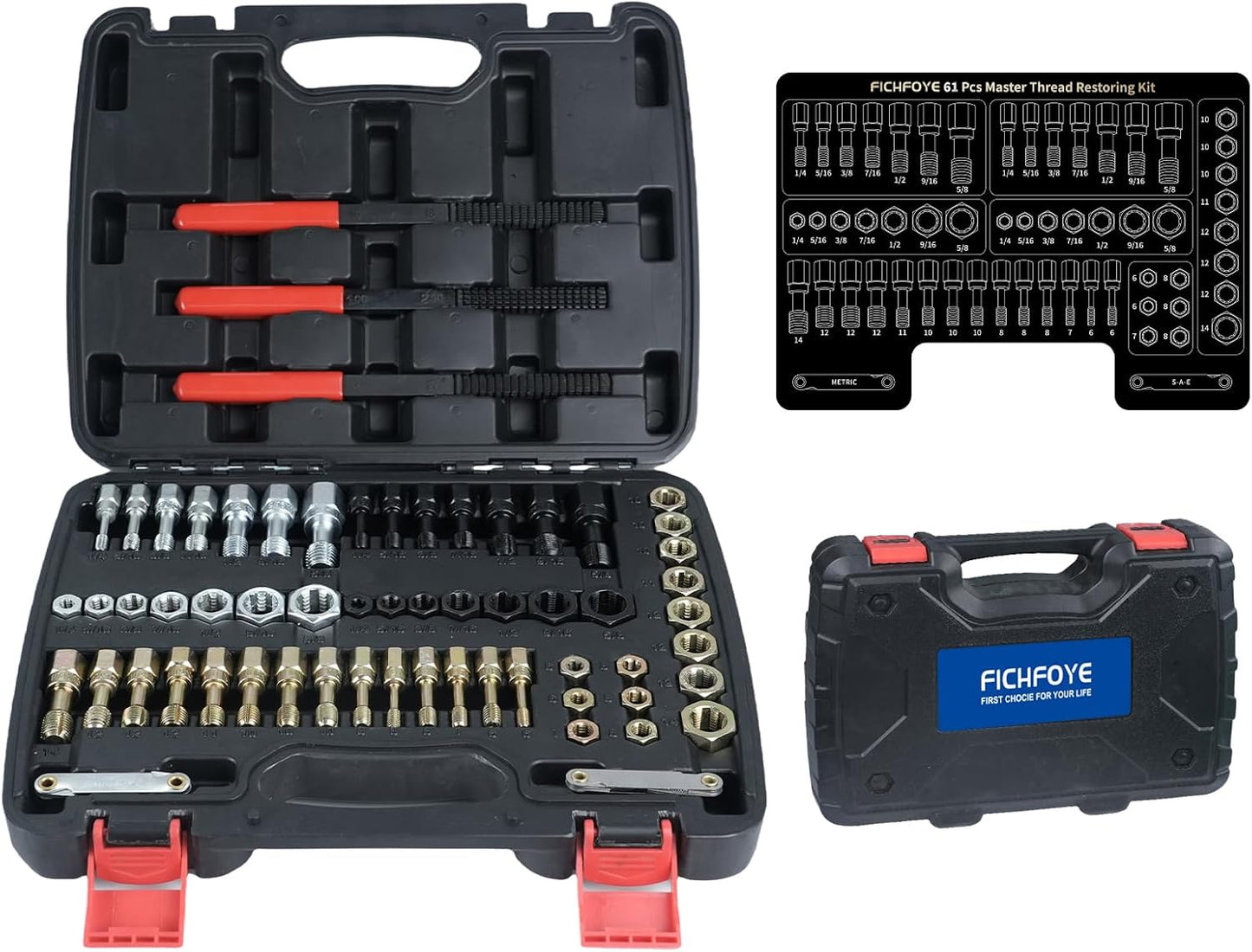 Set 61 Pzas Cazadores Rosca SAE y Métrico Acero 40CR