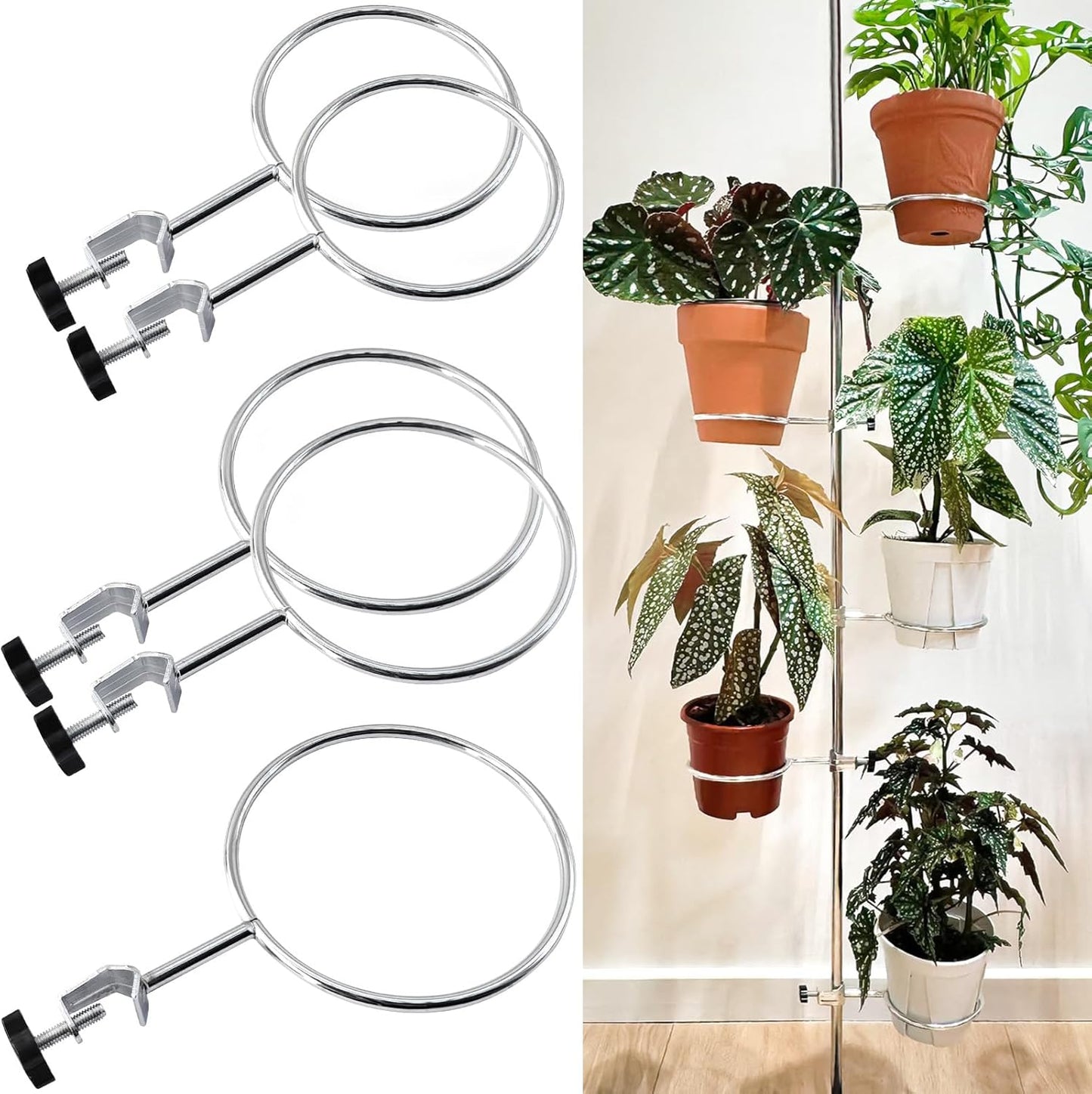 Estante ajustable para plantas 5 soportes poste lámpara metal