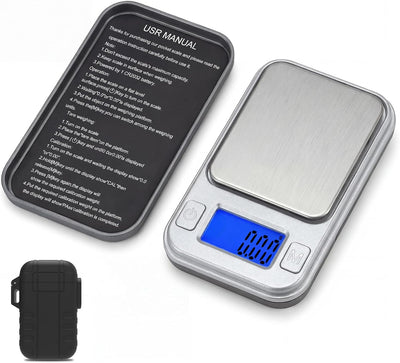 Báscula digital de gramo de bolsillo Diyife con estuche, 8 unidades, pantalla LCD, sin BPA