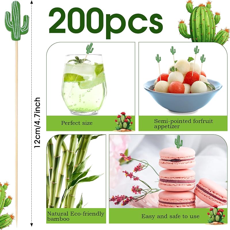 200 Palillos Bambú para Cóctel Aperitivos Frutas Bodas