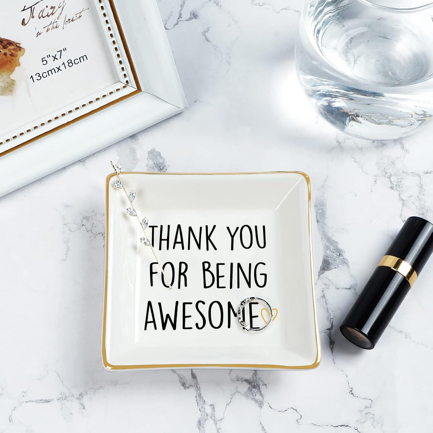 Plato anillos regalo para mujer texto 'Thank You For Being'