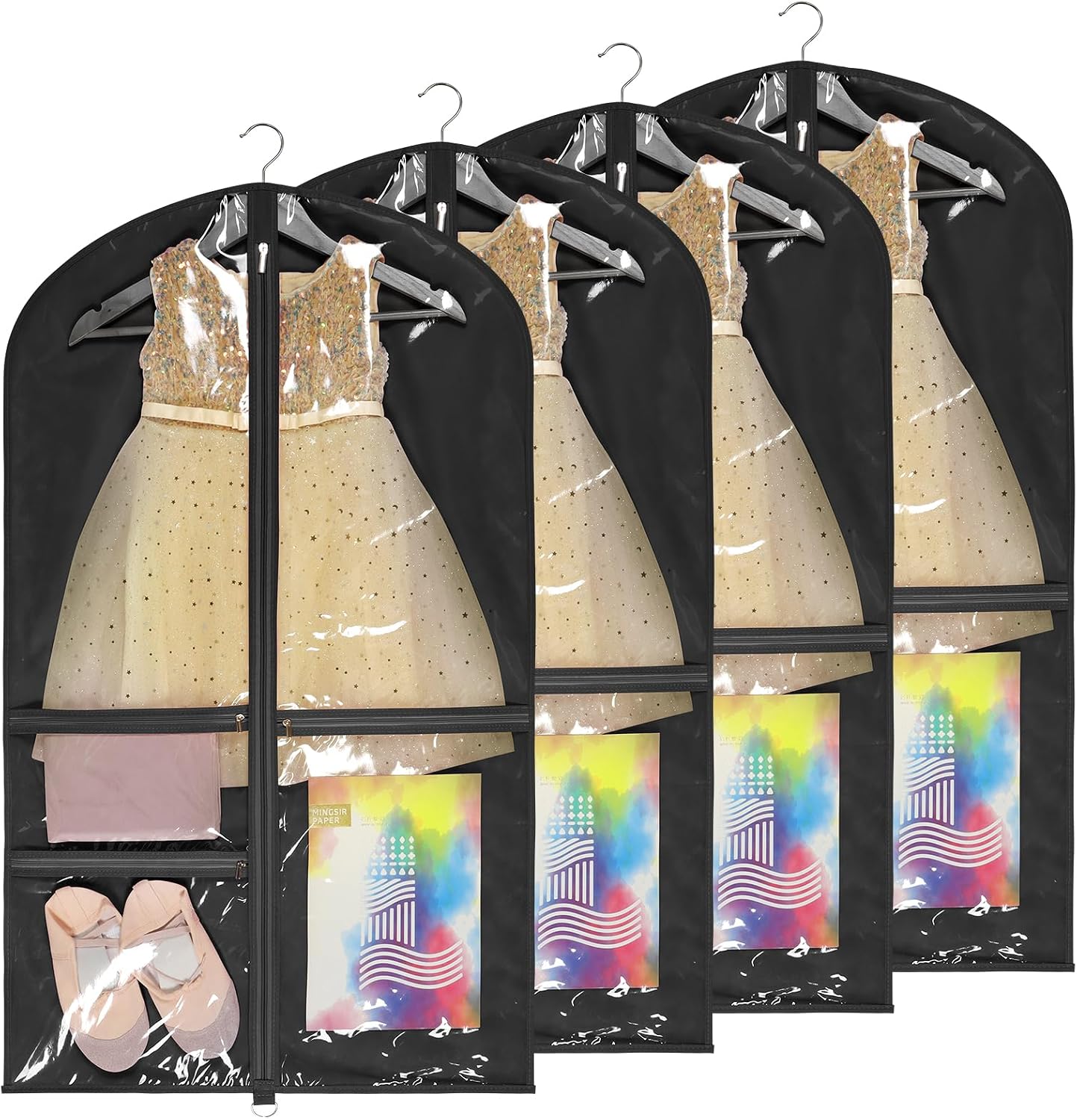 Bolsa ropa baile 40" con 3 bolsillos transparentes