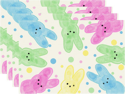 4 Manteles 12x18pulg Acuarela Conejos Pascua