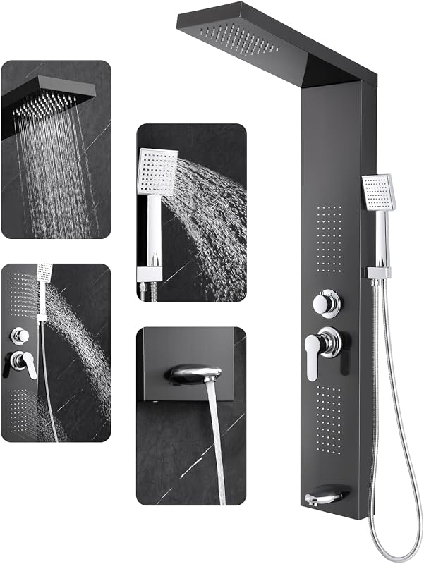 Torre ducha acero inox 46.5" 4 modos ducha