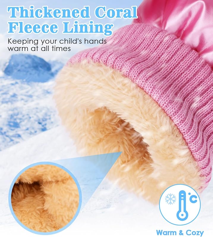 Guantes invierno niños forro polar coral con hebillas impermeables