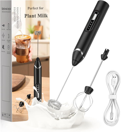 Espumador de leche recargable para plantas con 3 velocidades y batidores de acero inoxidable