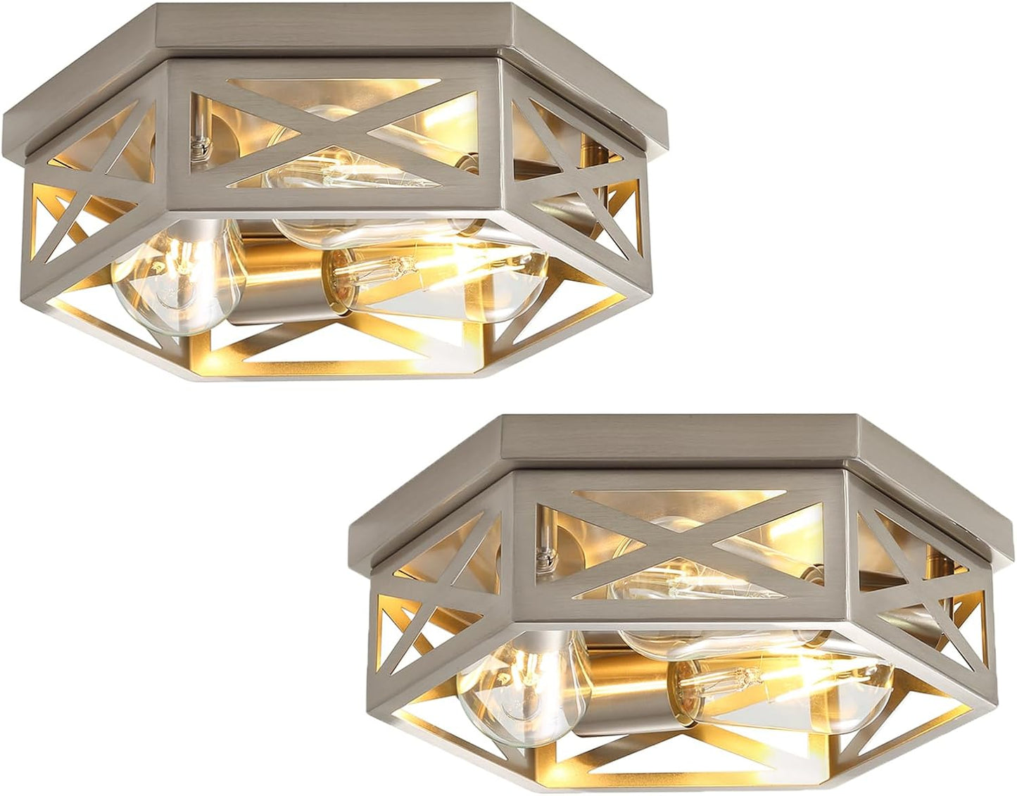 Lámpara techo níquel cepillado 13pulg 3 luces empotrado set