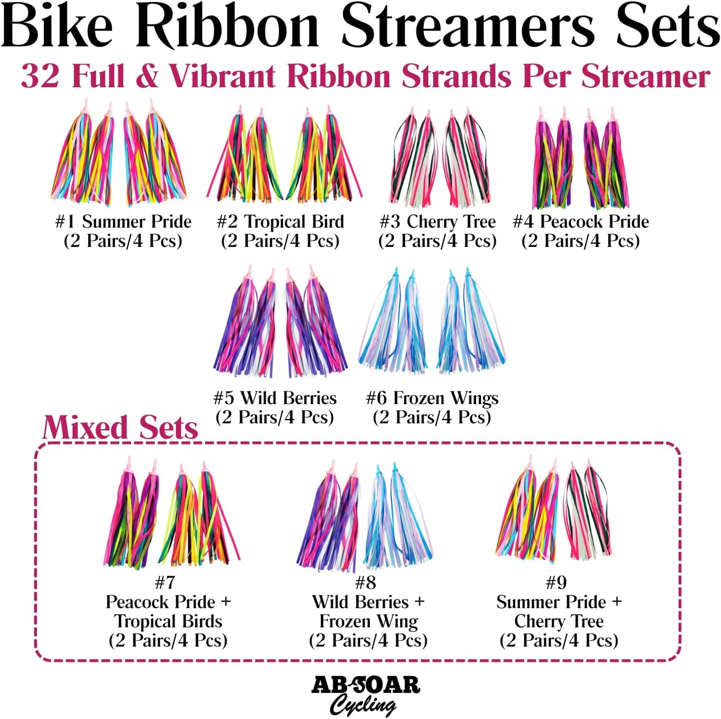 Bicicleta decorada con bandas coloridas para niños y adultos