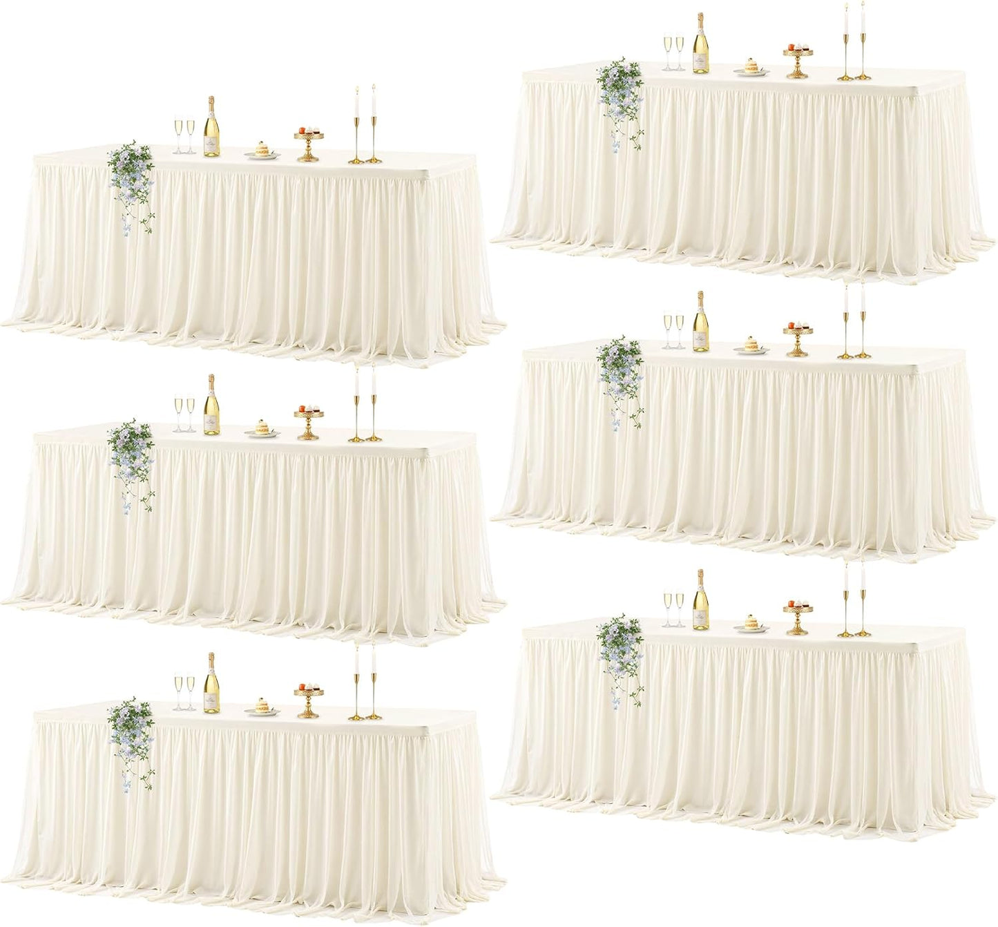 6 Manteles Tul Marfil 6ft Ajustables Bodas
