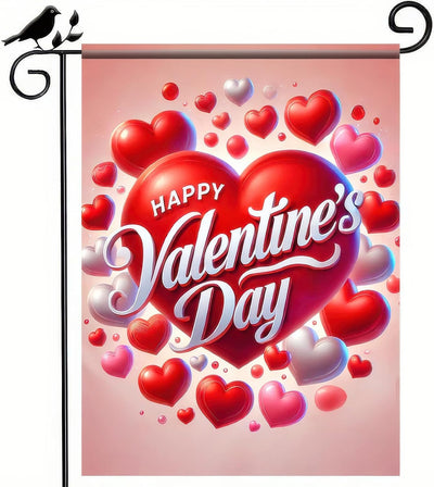 Bandera jardín San Valentín 12x18pulg doble cara corazón