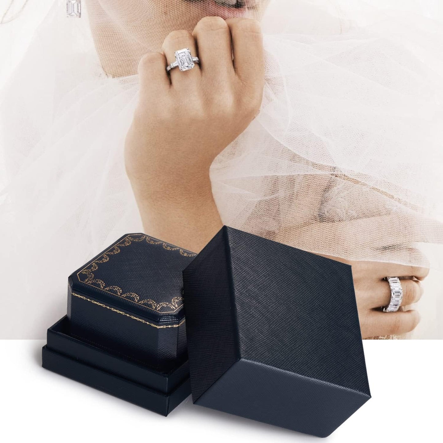 Caja anillo compromiso octagonal boda