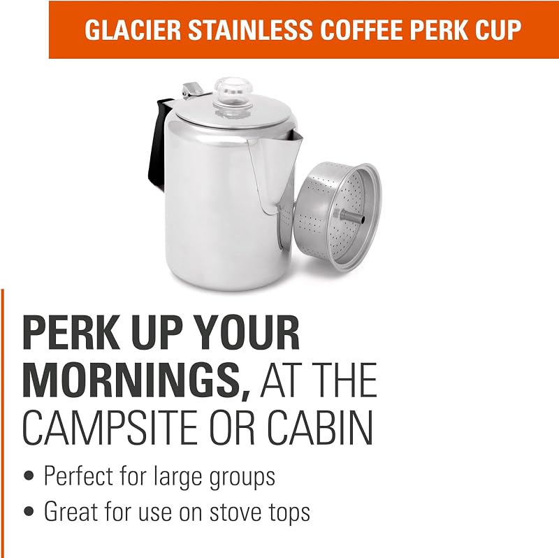 Cafetera percolador acero inox mango silicona camping
