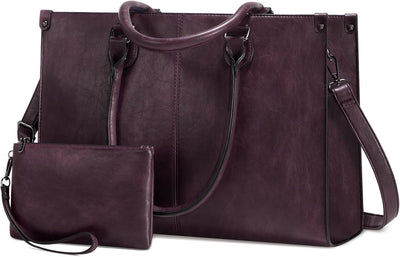 Bolso hombro cuero vintage para laptop 15.6pulg fucsia