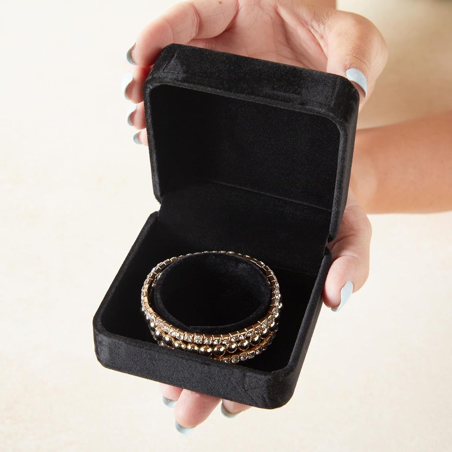 Caja regalo terciopelo para joyas mujer 3.5x3.5x1.9"
