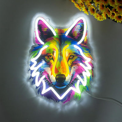 Letrero neón lobo 10 ajustes brillo decoración sala set