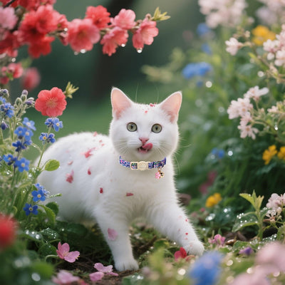 2 Collares Gato Algodón Hebilla Desmontable Patrón Floral