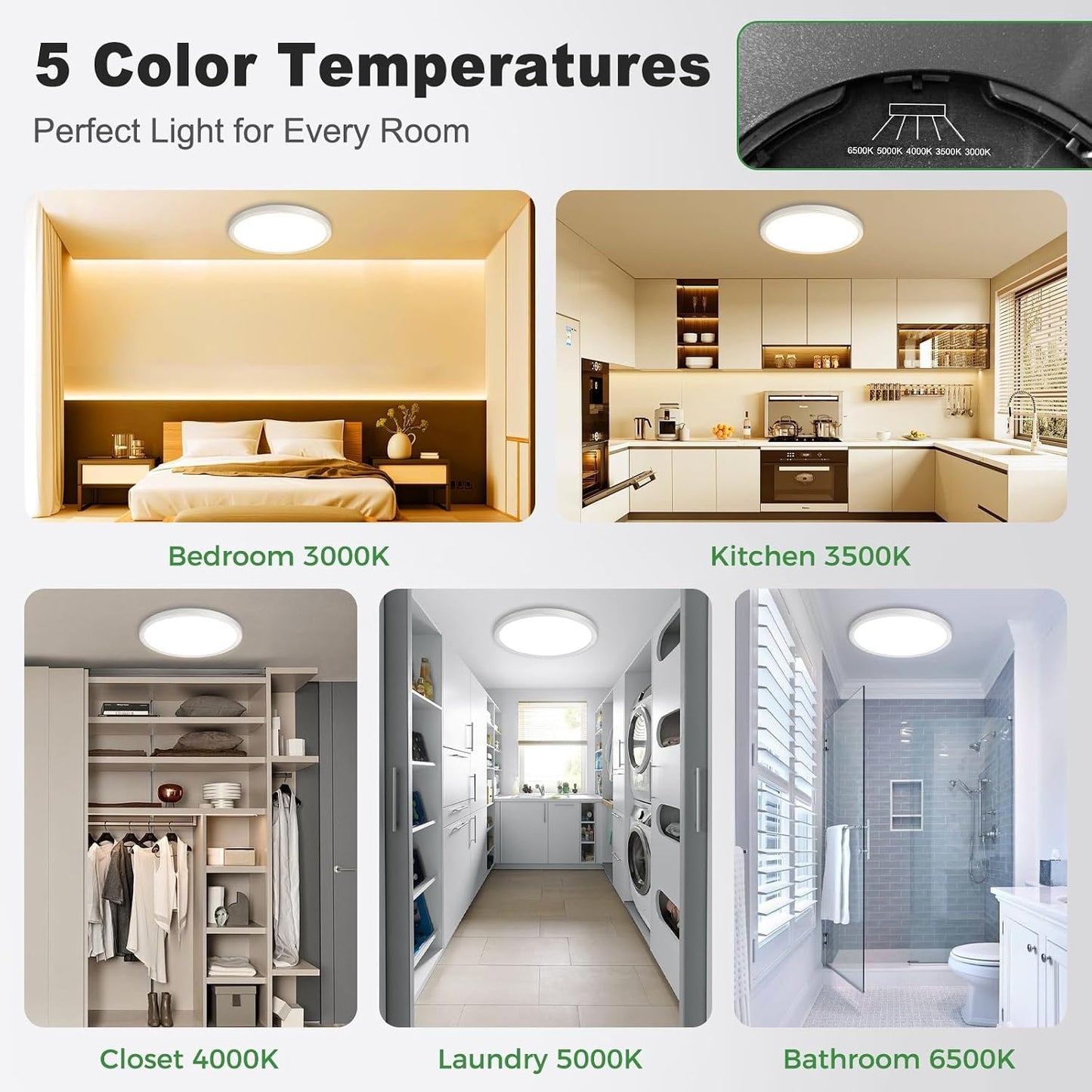 Lámpara Led Techo Empotrada 9pulg 18w Regulable 5 Colores