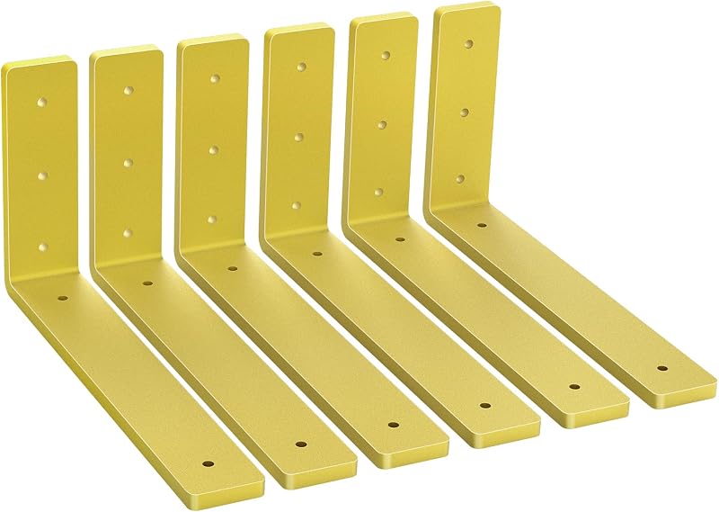 Soportes estantería metal 5mm 12x6" oro 6 Pzas