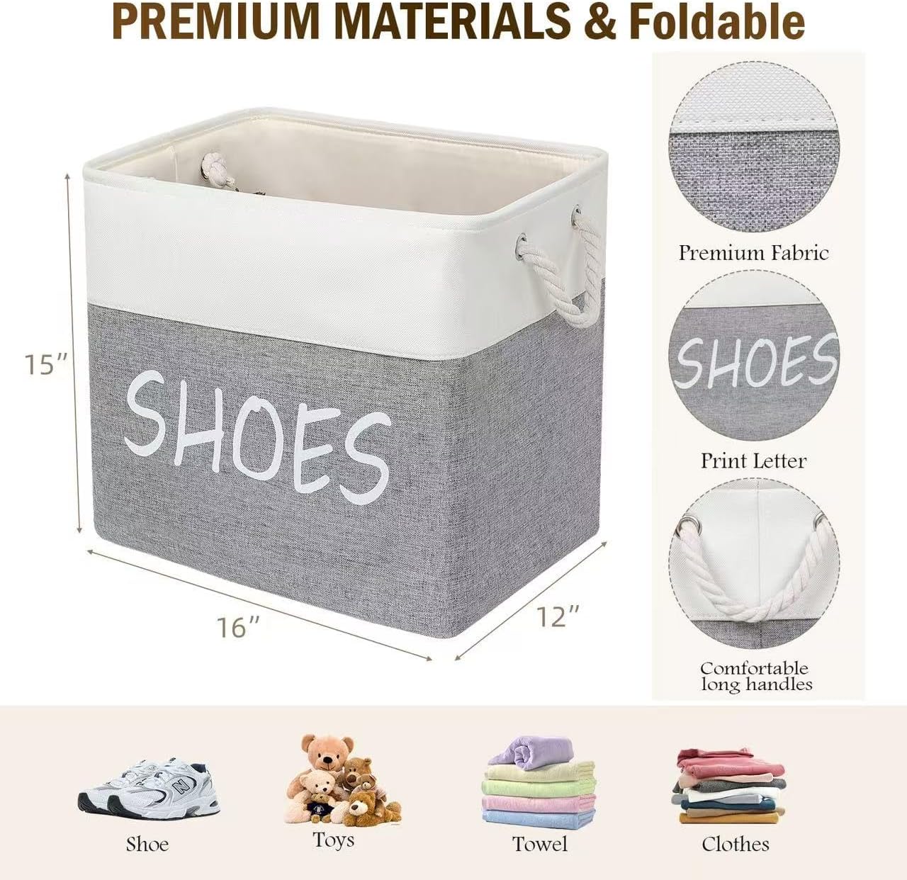 Cesta tela plegable para zapatos entrada pasillo