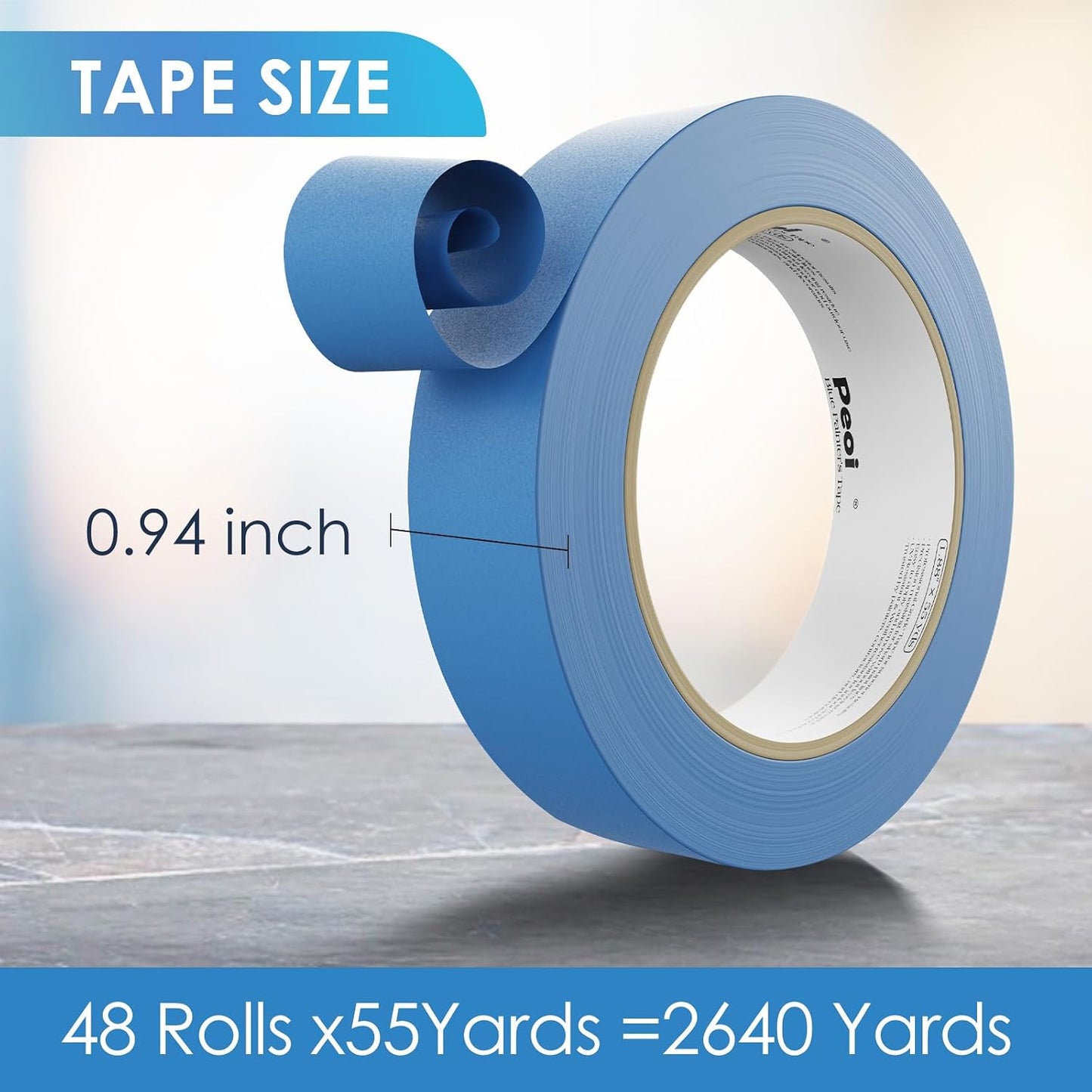 Cinta azul para pintores 1pulg 48 rollos 55yd