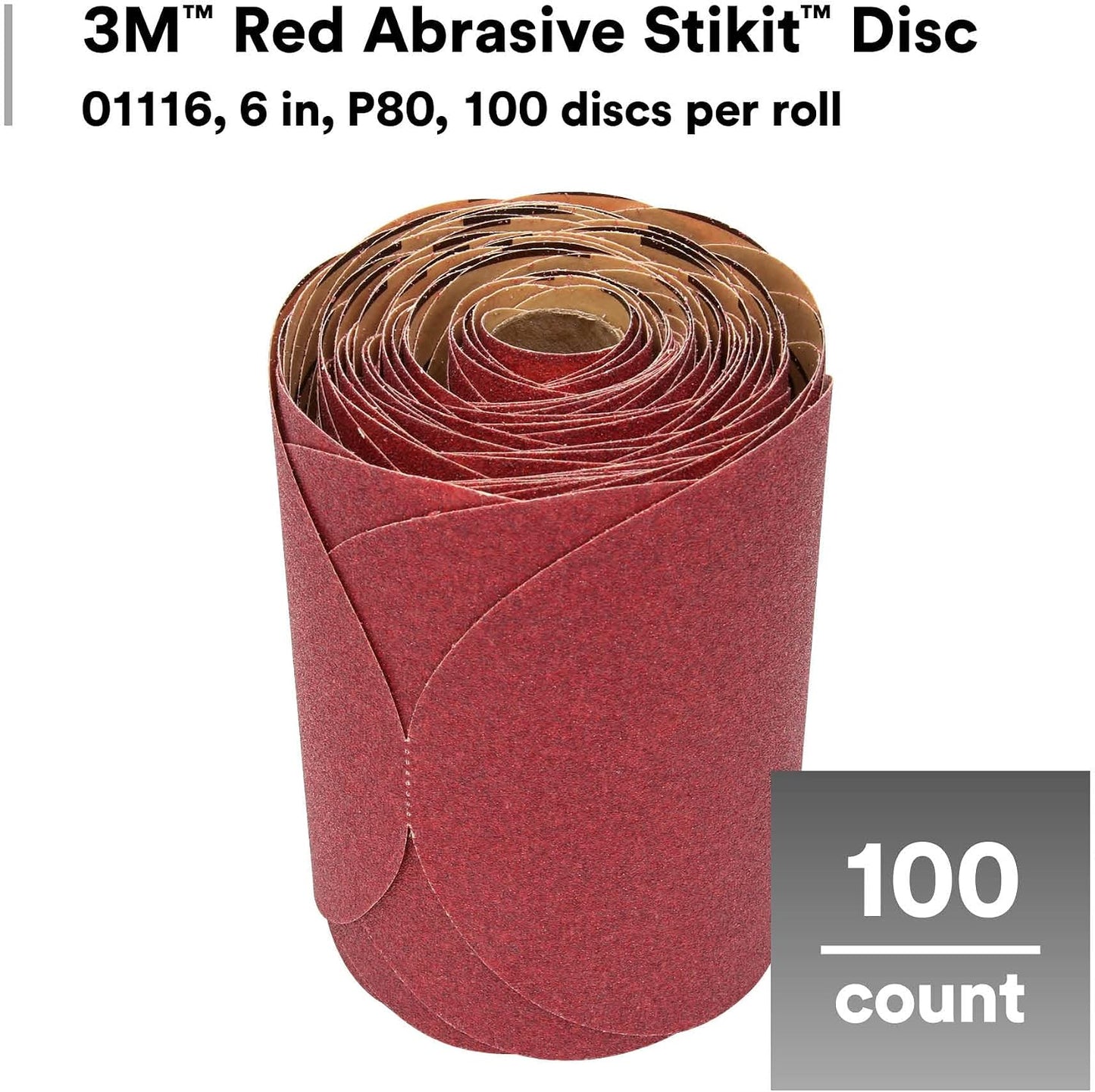 Discos abrasivos Stikit rojos P80 15.24cm 100 pzas