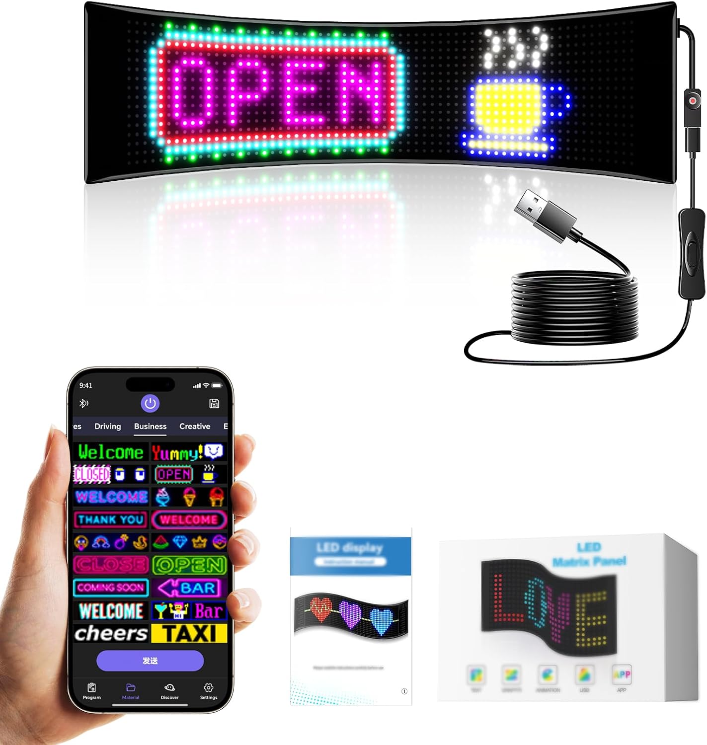 Letrero LED para auto parabrisas con control app