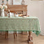 Mantel bordado verde geométrico 60x102pulg con borlas